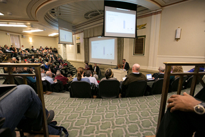 The University Senate, shown above in a meeting, has yet to reach final recommendations on an updated free speech policy.